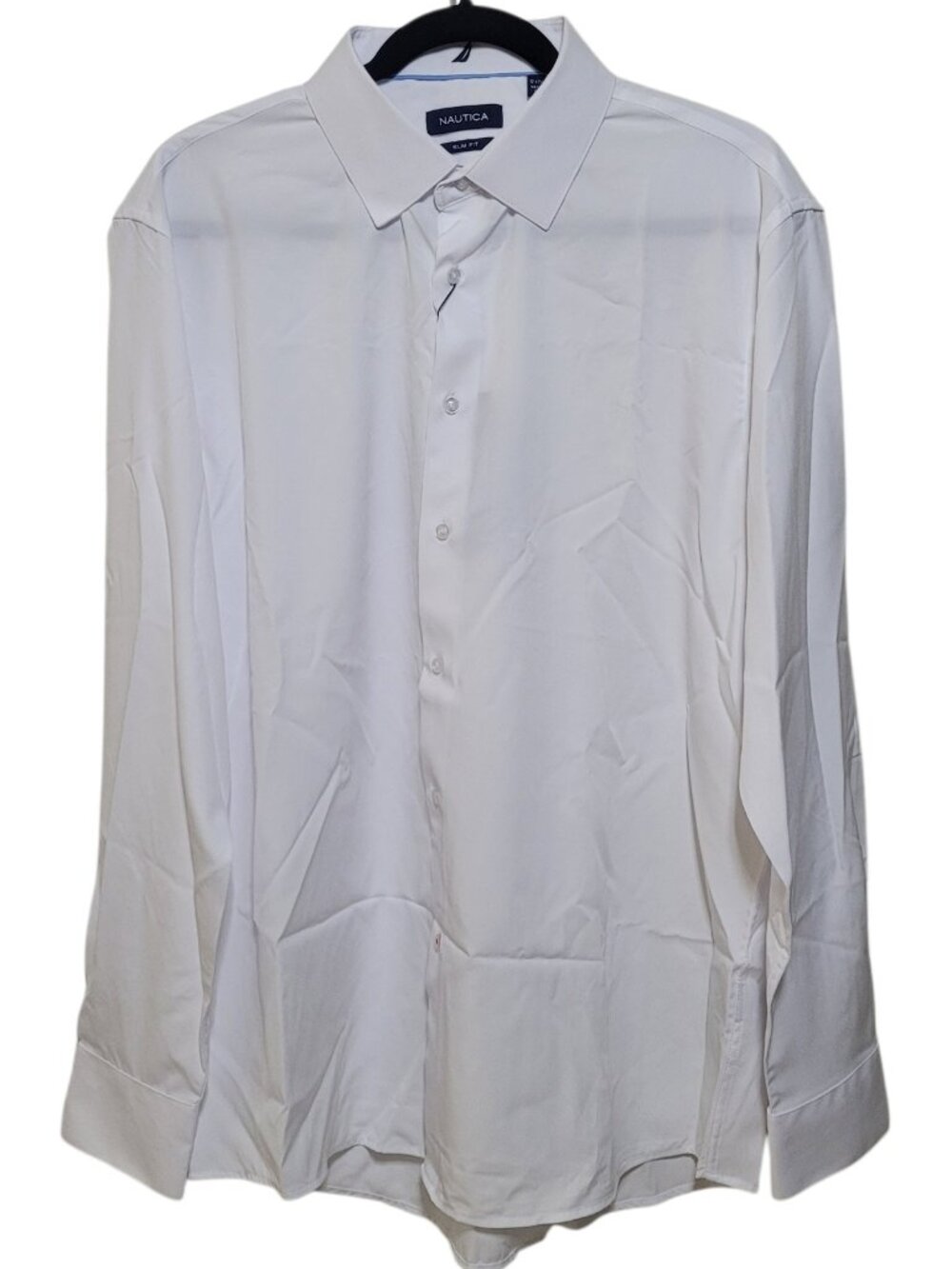 Nautica Mens Performance Dress Shirt Slim Fit Stretch White Button Down XL NEW - Picture 1 of 9